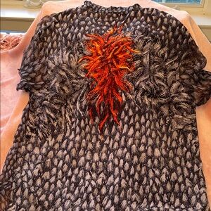 Gianfranco Ferre sheet silk Black and light grey pattern with 🔥 on back